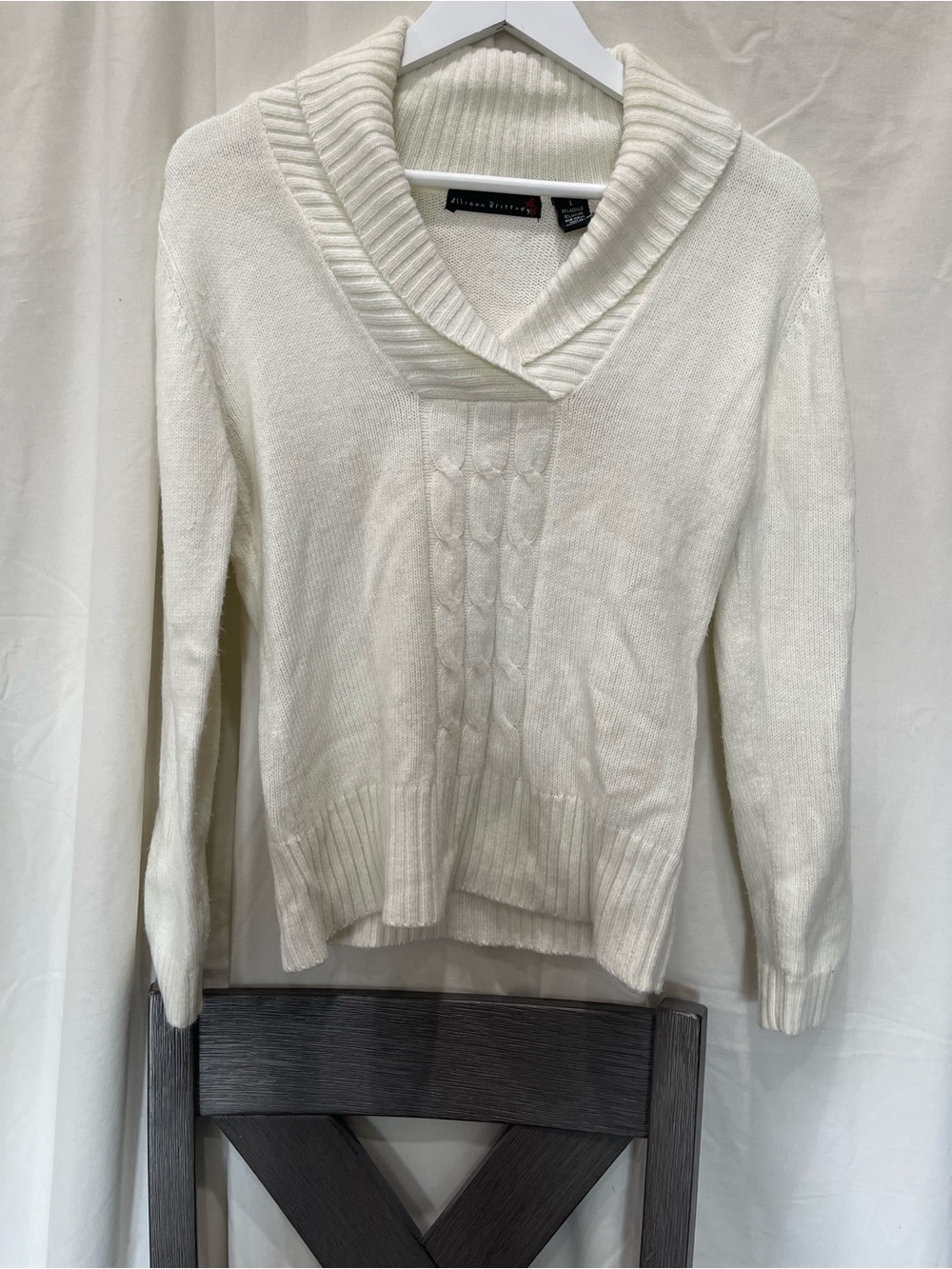Allison Brittney Cream Cable Knit Cowl Sweater